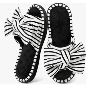 Black & White Striped memory foam house shoes